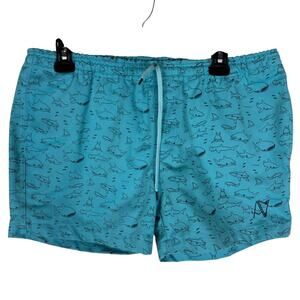 Blue Athletic Shorts with Elastic Waistband
